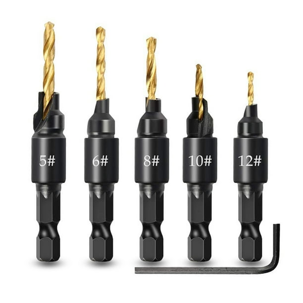 #5#6#8#10#12 HSS Countersink Drill Bit Set Hex Shank Drilling Pilot Screw Holes Woodworking Carpentry Tool 9FP100907-C #5#6#8#10#12 HSS Countersink Drill Bit Set Hex Shank Drilling Pilot Screw Holes Woodworking Carpentry Tool 9FP100907-C